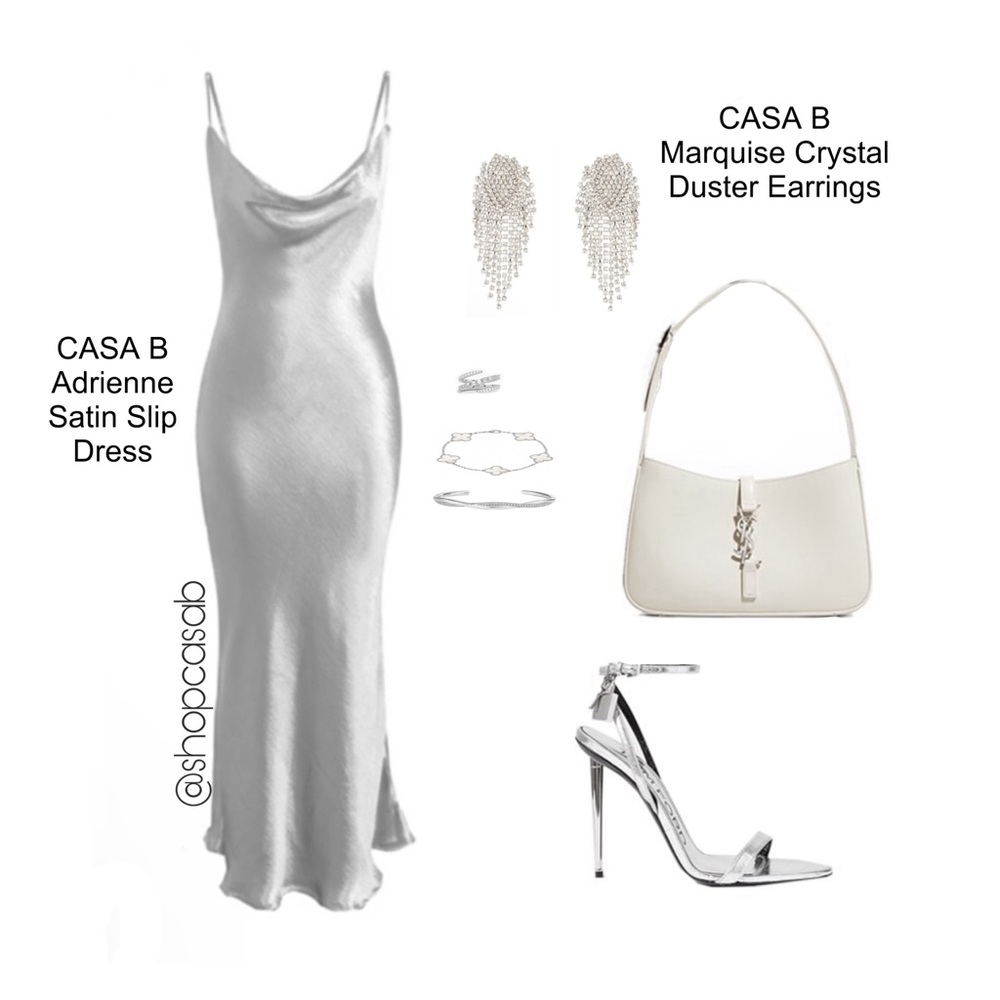 CASA B Adrienne Satin Slip Dress — Silver